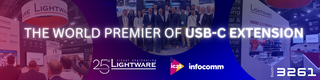 An ad for Lightware's USB-C at InfoComm 2023.