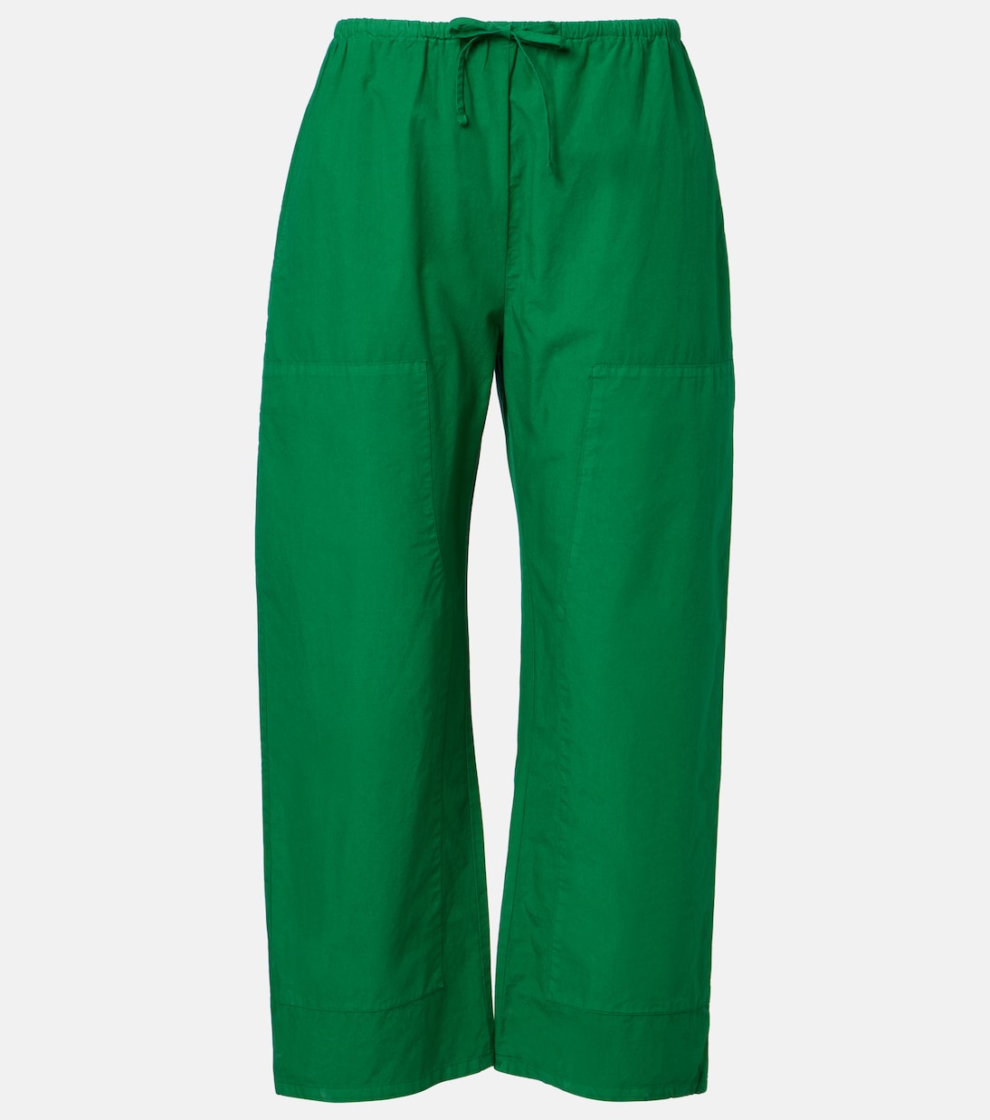 Kyoto Cropped Cotton Wide-Leg Pants in Green - Leset