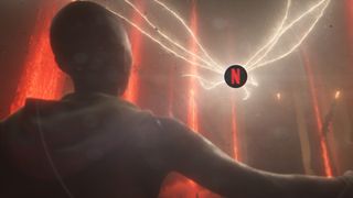 Netflix symbol flying towards Diablo character