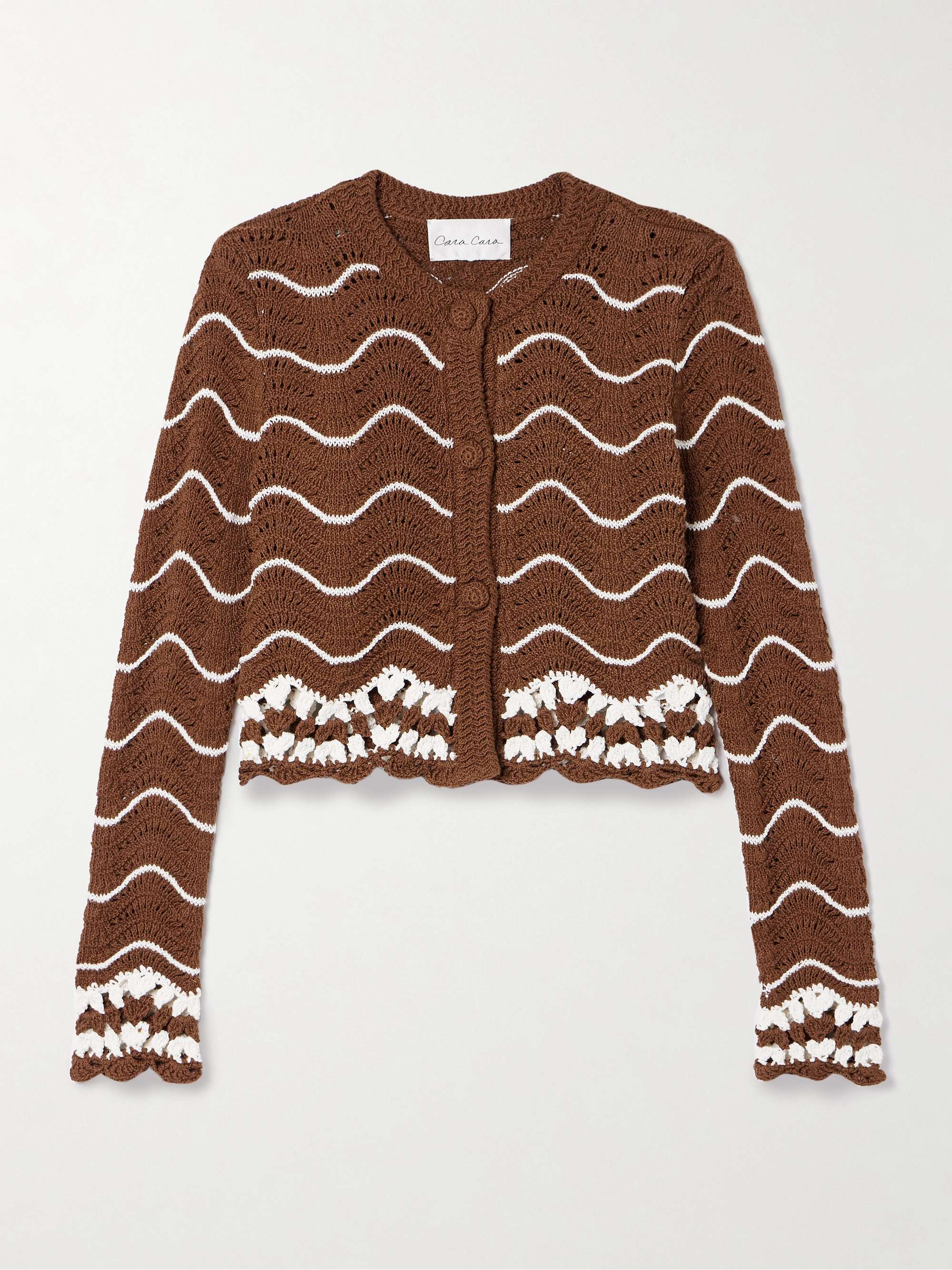 Jolene Scalloped Striped Cotton Cardigan