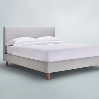 Grey bed frame with matching headboard