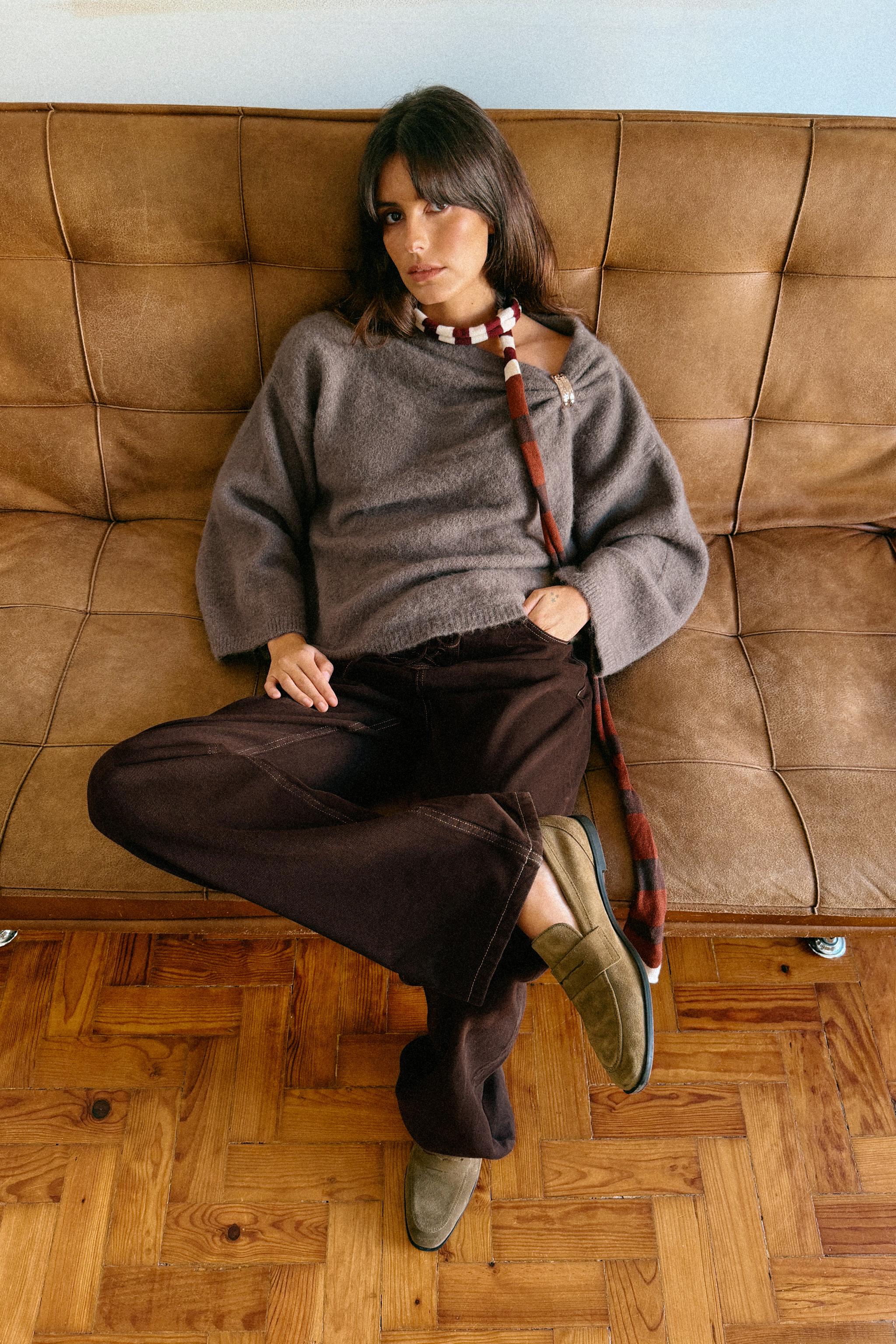 Knit Jumper With Brooch