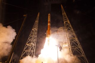 A United Launch Alliance Delta 4 rocket carrying the fifth Wideband Global SATCOM (WGS-5) satellite lifts off from Space Launch Complex-37 at Cape Canaveral Air Force Station in Florida on May 24, 2013.
