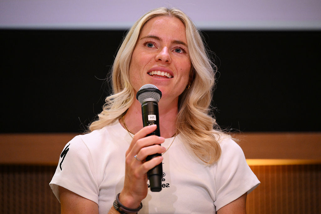 LAUSANNE - JULY 31: Demi Vollering of Netherlands and Team FDJ United - SUEZ meets the media press during the 5th Tour de France Femmes 2026, Press conference / #UCIWWT / on July 31, 2026 in Lausanne, France. (Photo by Alex Broadway/Getty Images)
