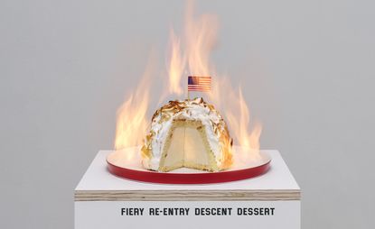 Baked Alaska on fire by Tom Sachs