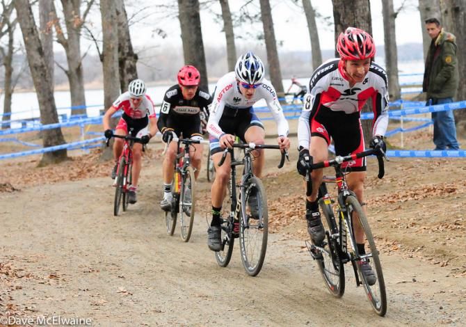 Derrick St. John (Stevens Racing p/b The Cyclery) leading late in the race