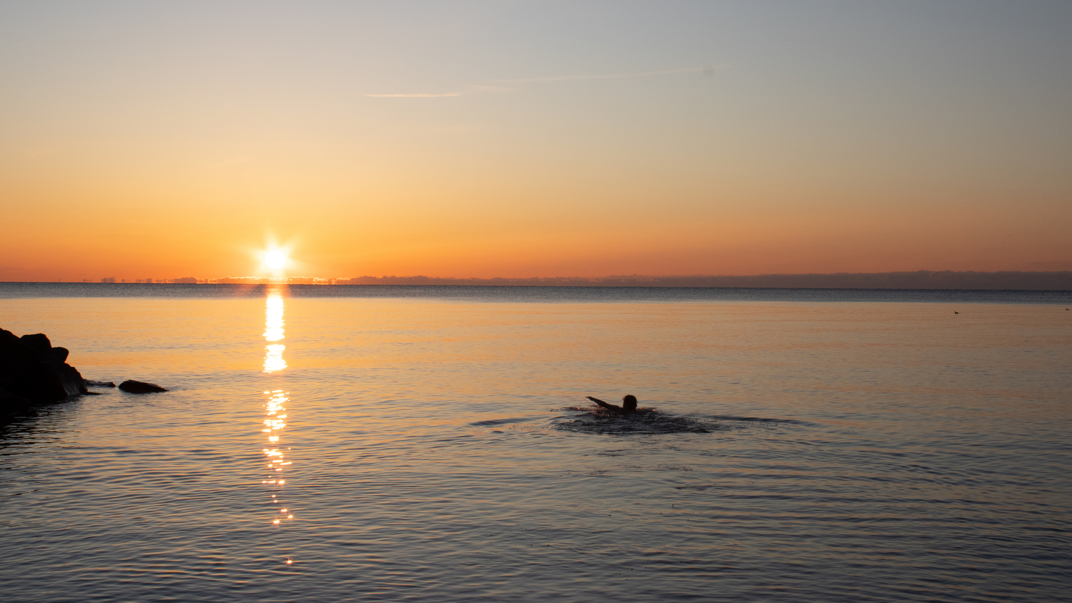 Open water swimmer in Lake Michigan