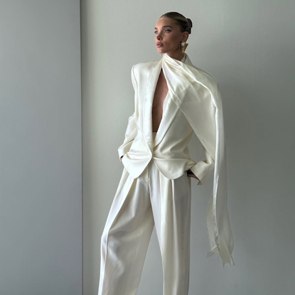 Elsa Hosk wearing a long scarf 