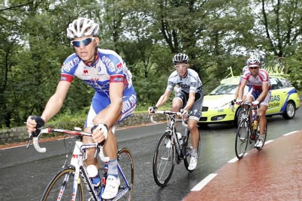 Matteo Trentin (Quick Step) leads David Tanner (Saxo Bank-Sungard).