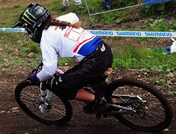 Sabrina Jonnier (Team Maxxis- Rocky Mountain) pedals hard.
