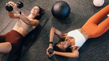 Low impact strengtrh training: Two women working out