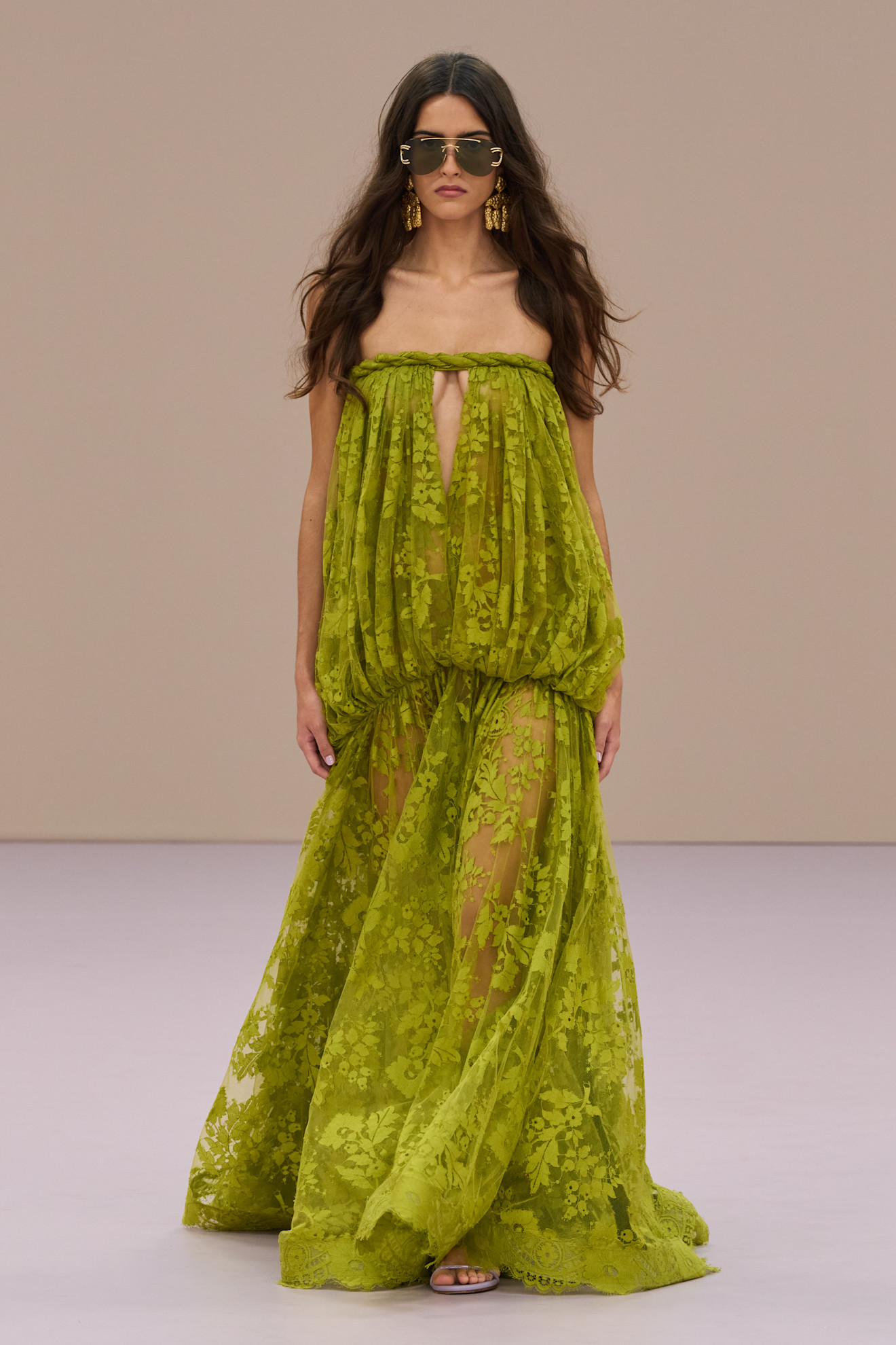 A model wore a freaky green color trend on the Zimmermann Spring 2026 runway