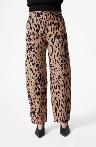 Leopard Print Barrel Leg Cottonpants