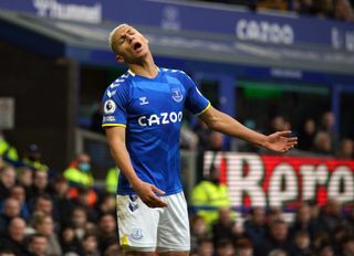 Everton’s Richarlison reacts to a missed chance during the Premier League match at Goodison Park, Liverpool. Picture date: Saturday January 22, 2022