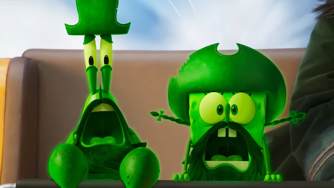 Mr. Krabs and SpongeBob SquarePants in The SpongeBob Movie: Search for SquarePants