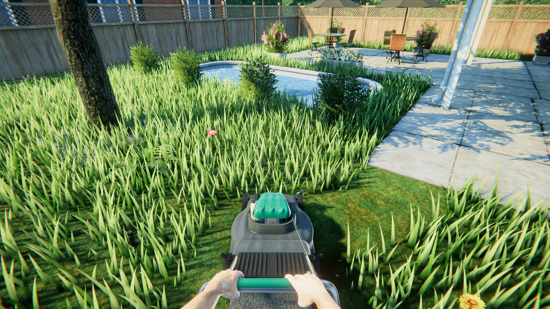 A first-person perspective on lawn mowing