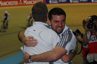 Matt Parker hugs Shane Sutton