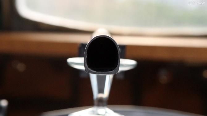 The cross-section of the proprietary carbon fiber seatpost