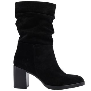 black suede ruched shoe boots