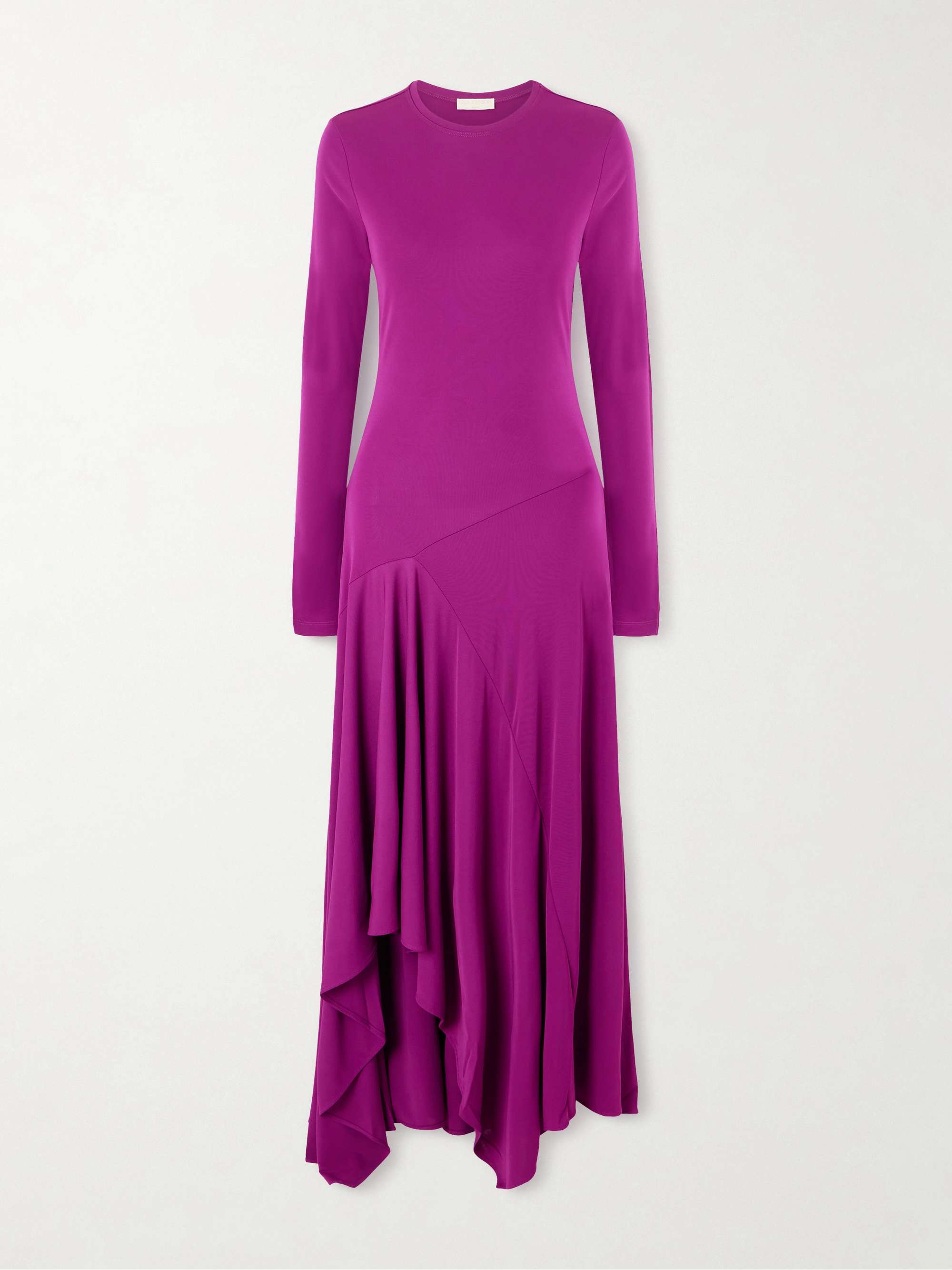 Leyna Asymmetric Draped Jersey Midi Dress