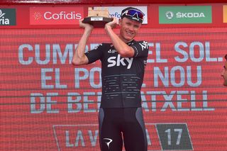 Chris Froome on the podium after stage 9 of the Vuelta a España