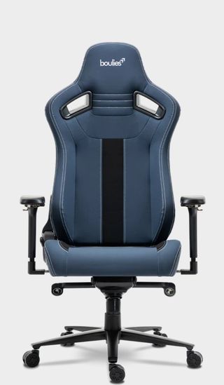 A Blue Boulies Elite Max gaming chair on a plain background