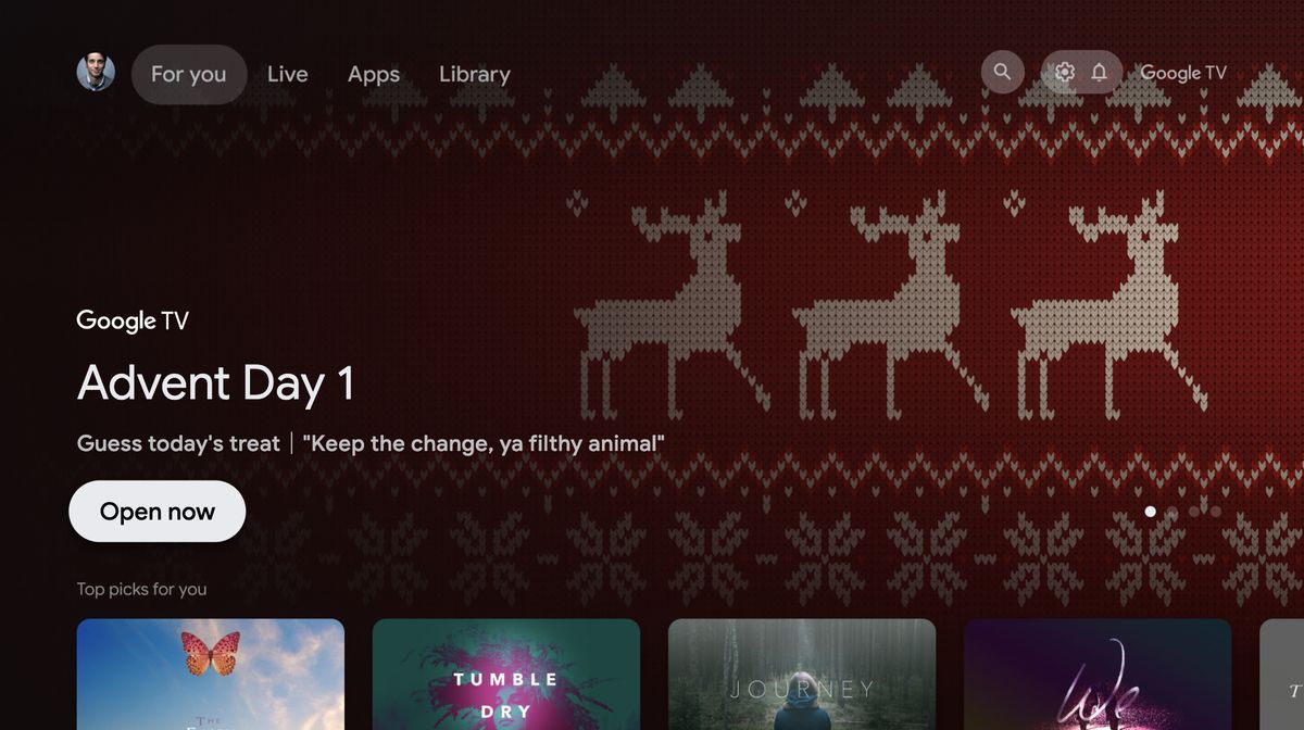 Google TV gives users holiday love with its own version of an advent