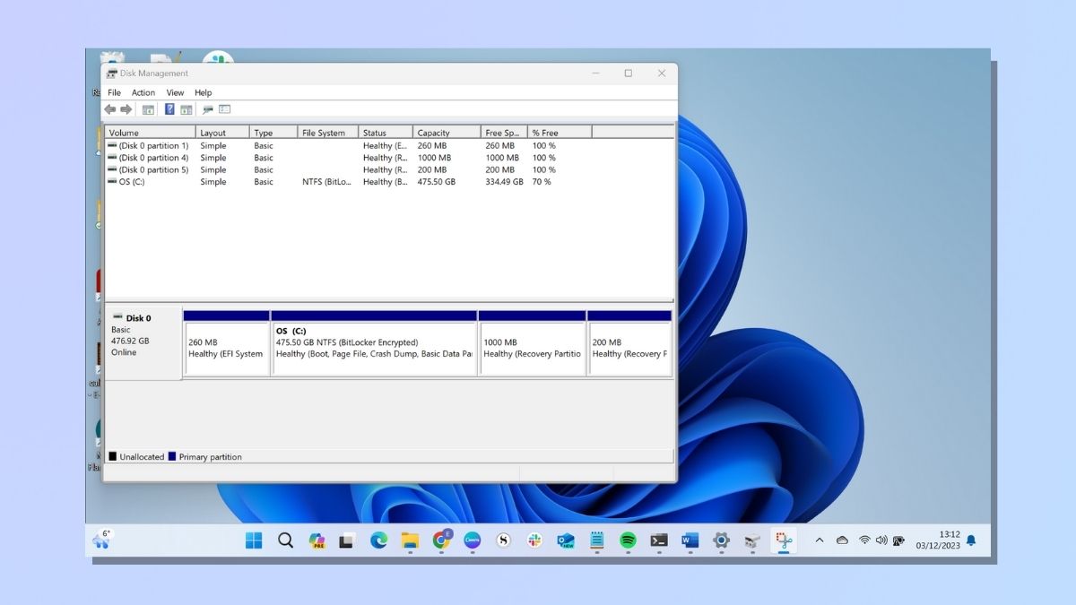 снимок экрана, показывающий, как создать и отформатировать раздел жесткого диска — управление дисками