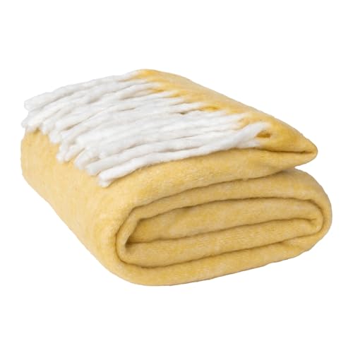 Ehc Throw Blanket Sofa, Couch Settee Throws Covers Armchair Bed Lightweight &amp;amp; Warm Blanket, 125 X 150 Cm, Yellow