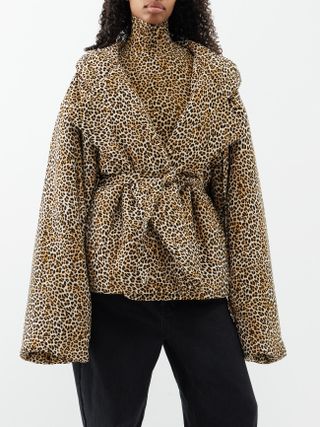 Sleeping Bag leopard-print padded coat