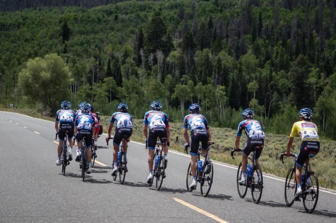 Garmin Sharp leading towards the mid-race KOM.