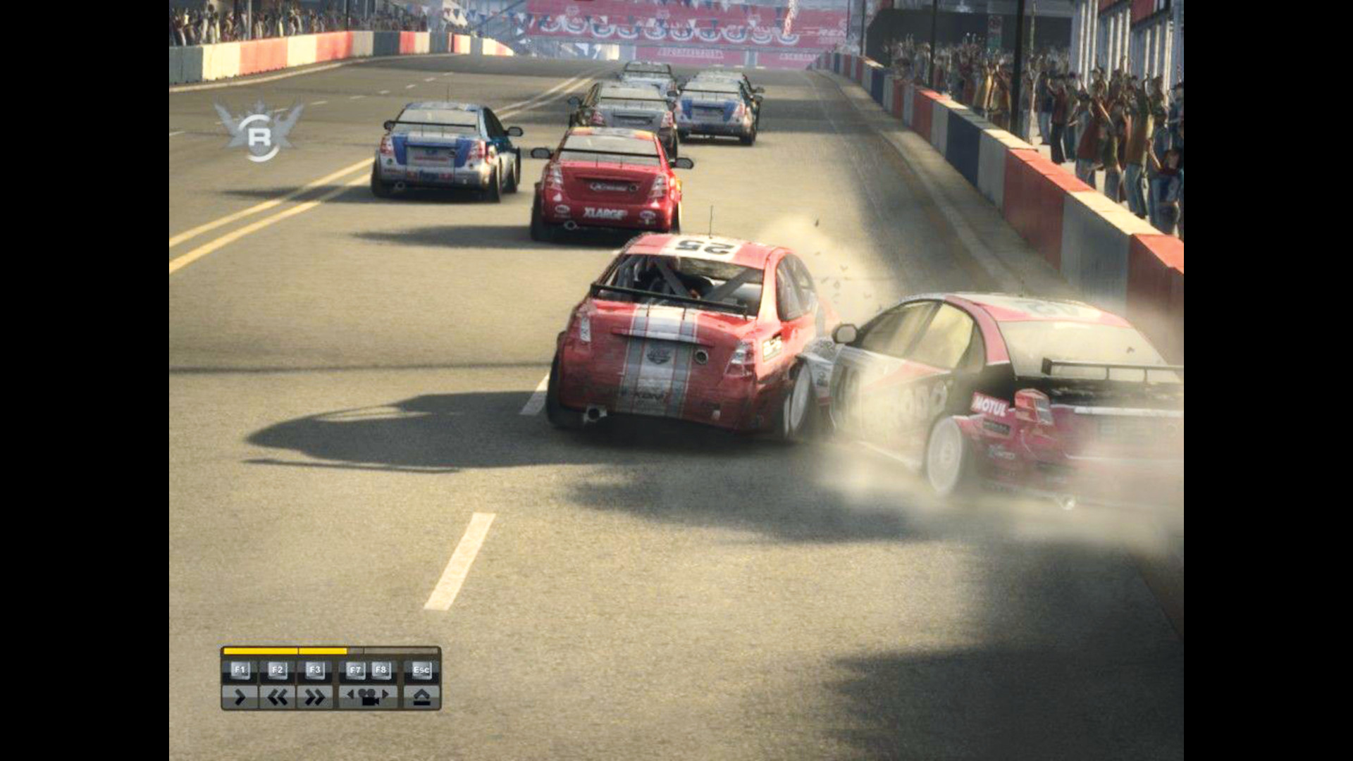 Cars crash on the track in Race Driver Grid