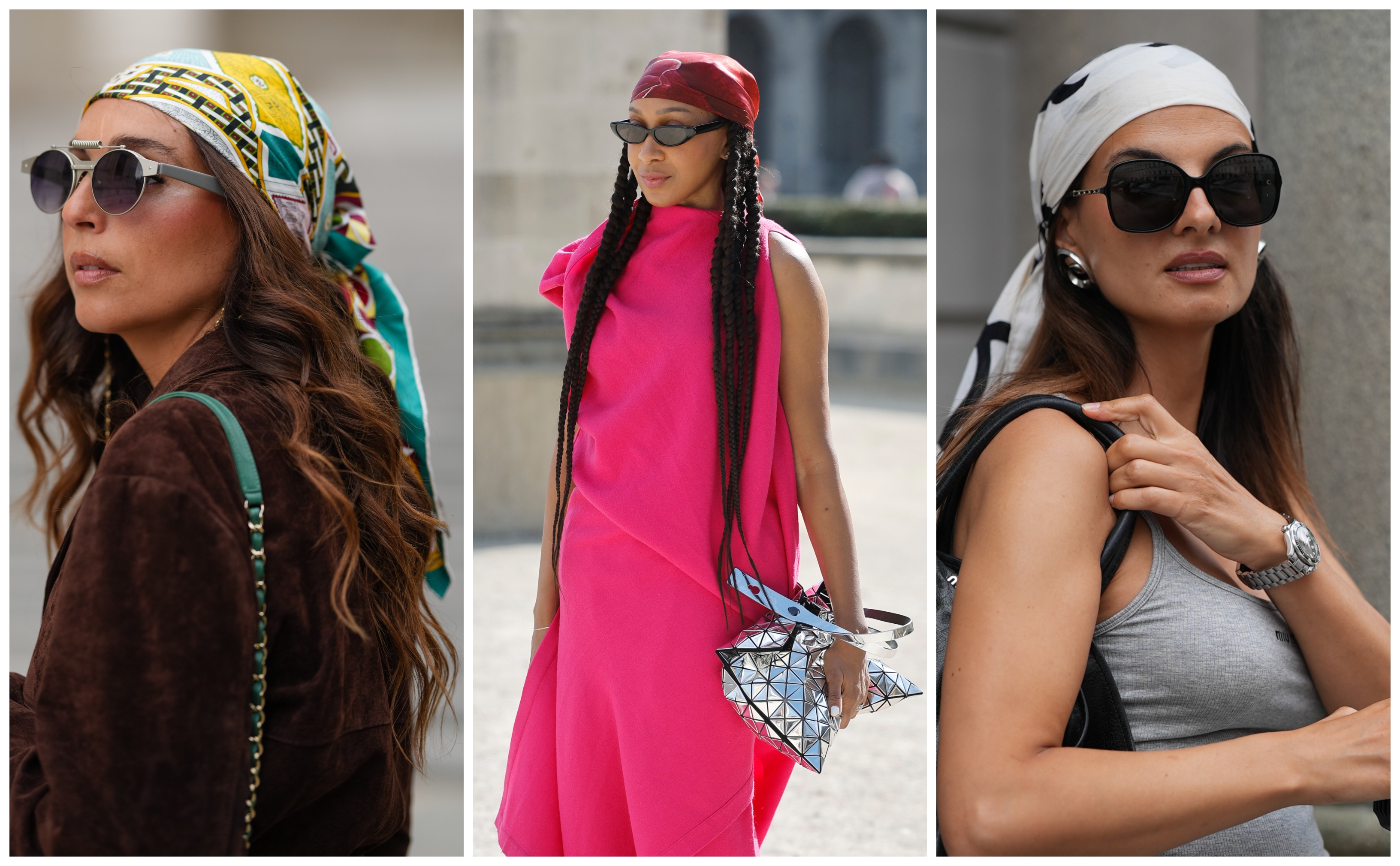 collage of women wearing head scarves