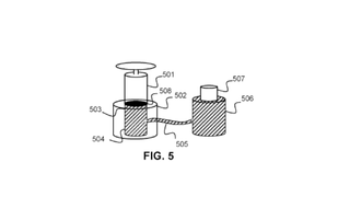 wire-frame isometric view of the thumbstick shaft and thumbstick body having a non-Newtonian