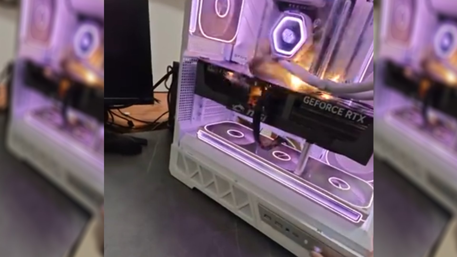 Terrifying clip shows gamer's new RTX 5090 GPU sparking and igniting