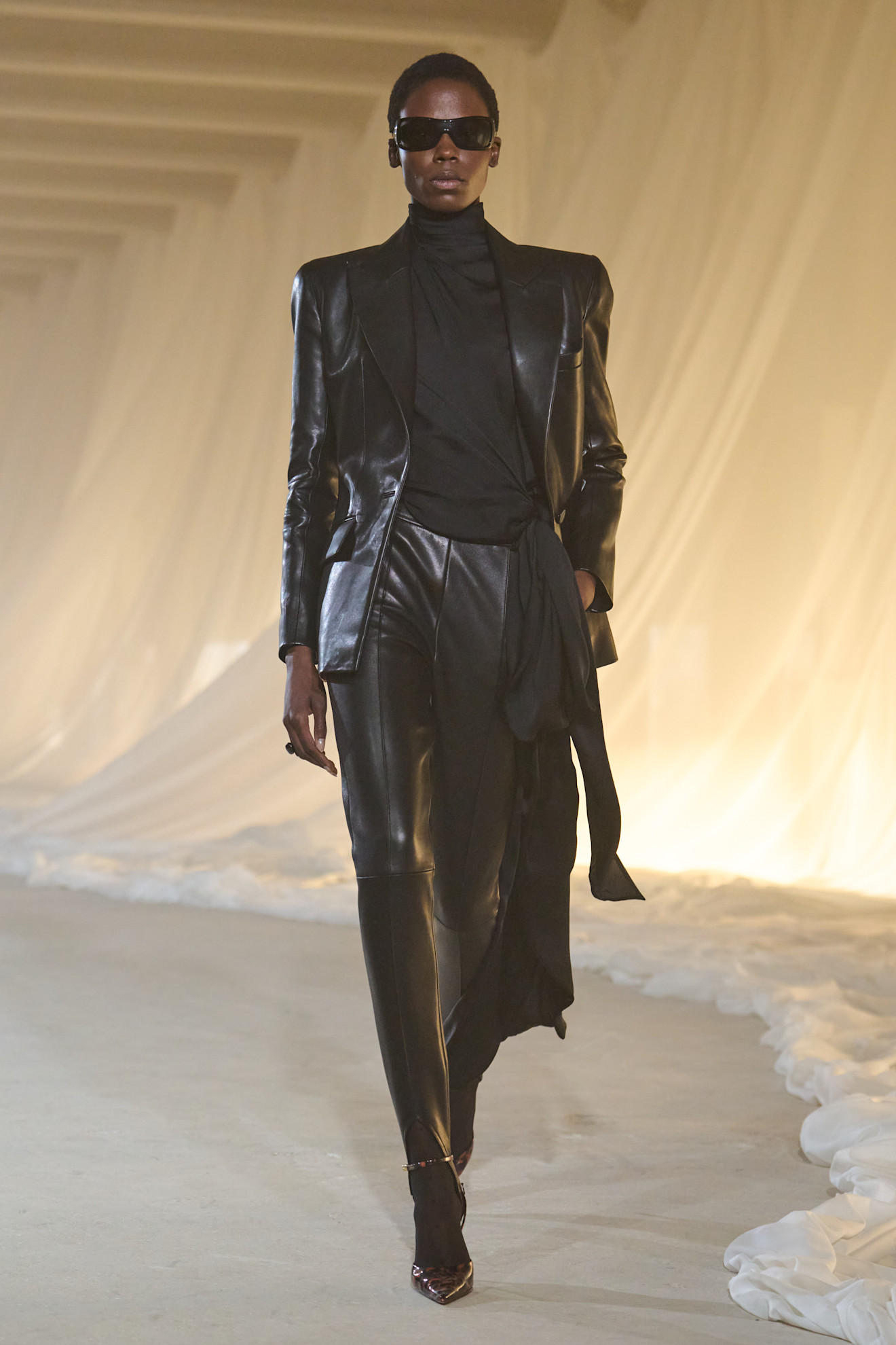 Balmain AW26 runway leather blazer