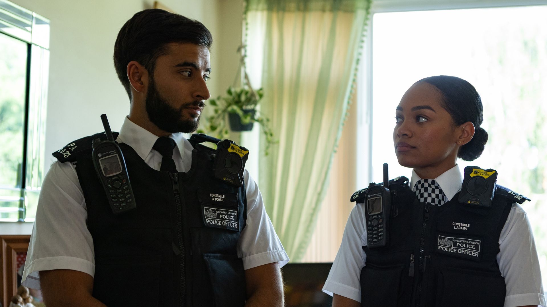 Michael Karim as PC Arif Johann and Tahirah Sharif as PC Lizzie Adama