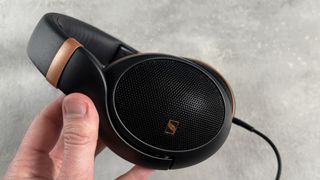 The Sennheiser HD 505 headphones showing the mesh of the earcups