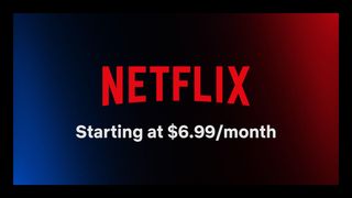 Red Netflix logo on gradient red and blue background