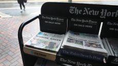 A newsstand with USA Today and The Palm Beach Post is seen in Palm Beach, Florida.