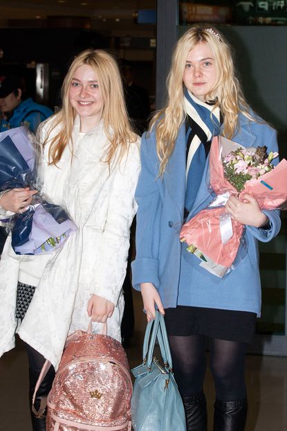  Dakota and Elle Fanning at Incheon International Airport, South Korea