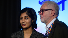 Zarah Sultana and Jeremy Corbyn speaking at the 2021 Labour Conference.