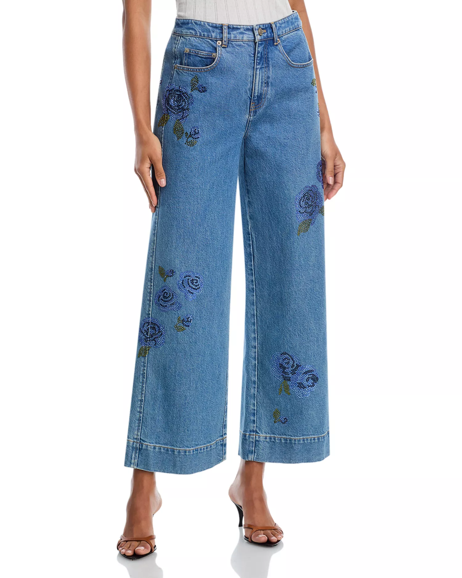 Cinq &amp;agrave; Sept, Heatset Roses Mid Rise Betsy Jeans in Horizon Multi