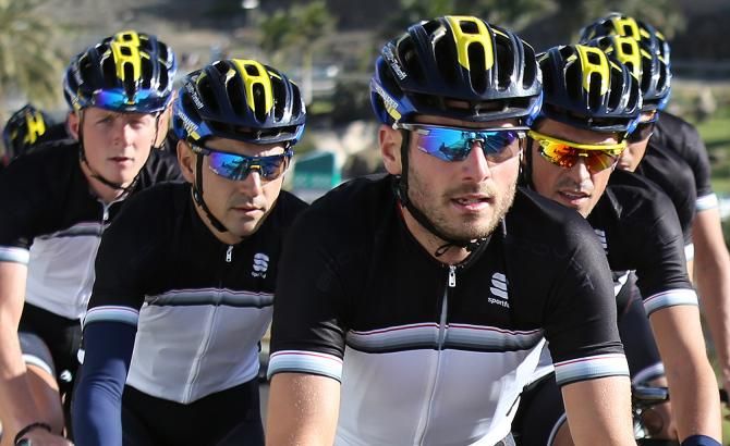 The TinkoffSaxo riders in their plain clothing
