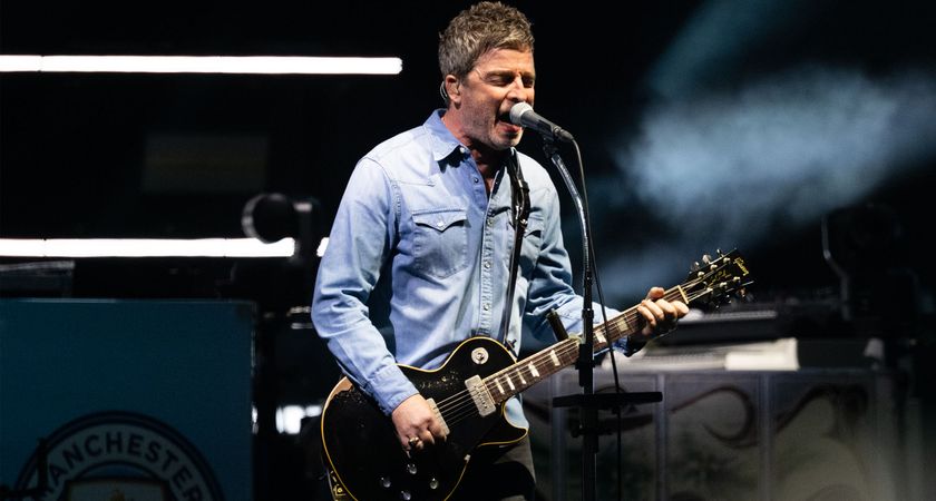 Noel Gallagher performs at an Oasis reunion show in Cardiff with his custom-built 1960 Les Paul Standard with P-90 pickups.