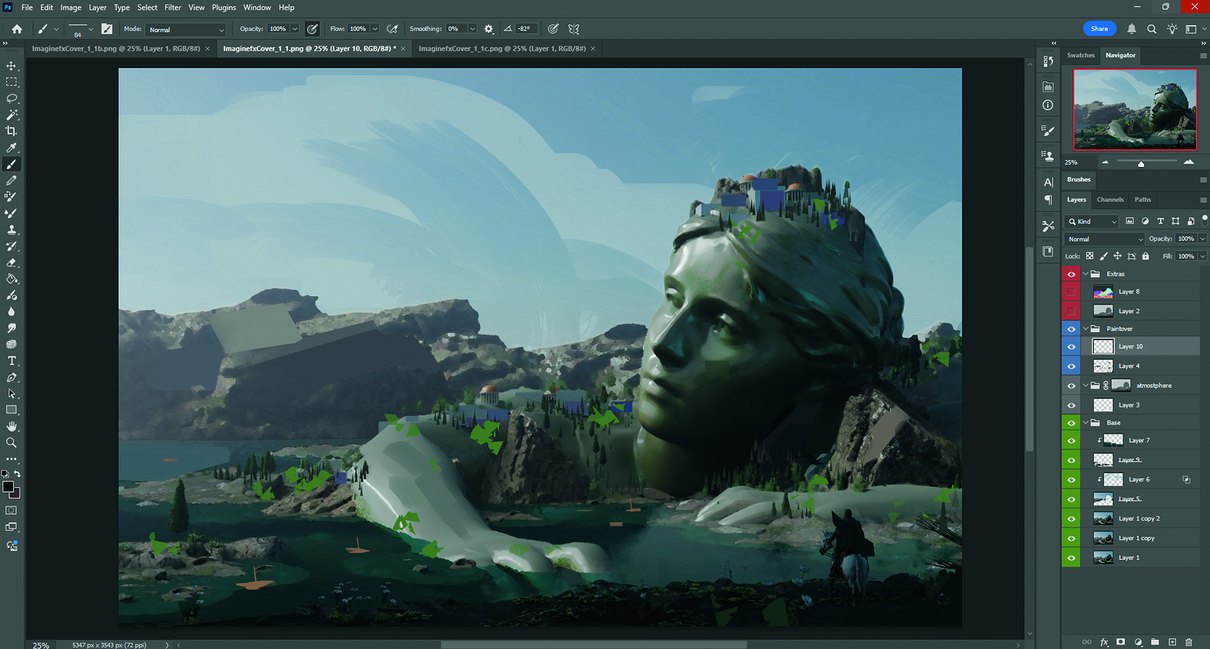 Images from a tutorial on how to use 3D models for 2D concept art