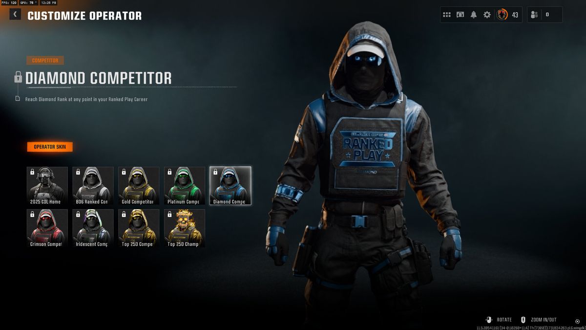 The operator rewards available in ranked play in Call of Duty: Black Ops 6