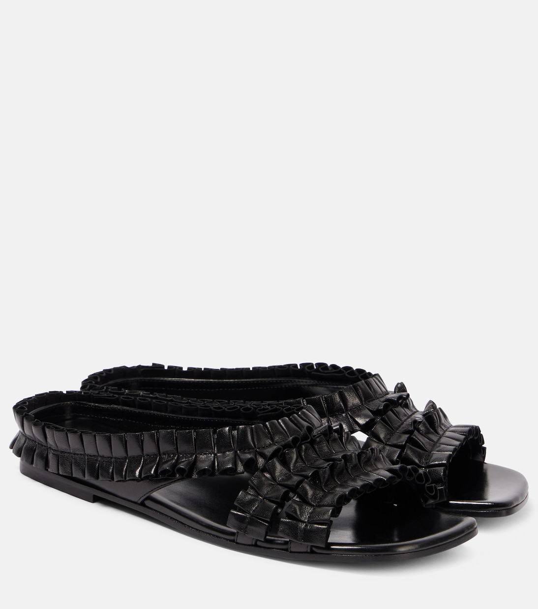 Ruffled Leather Sandals
