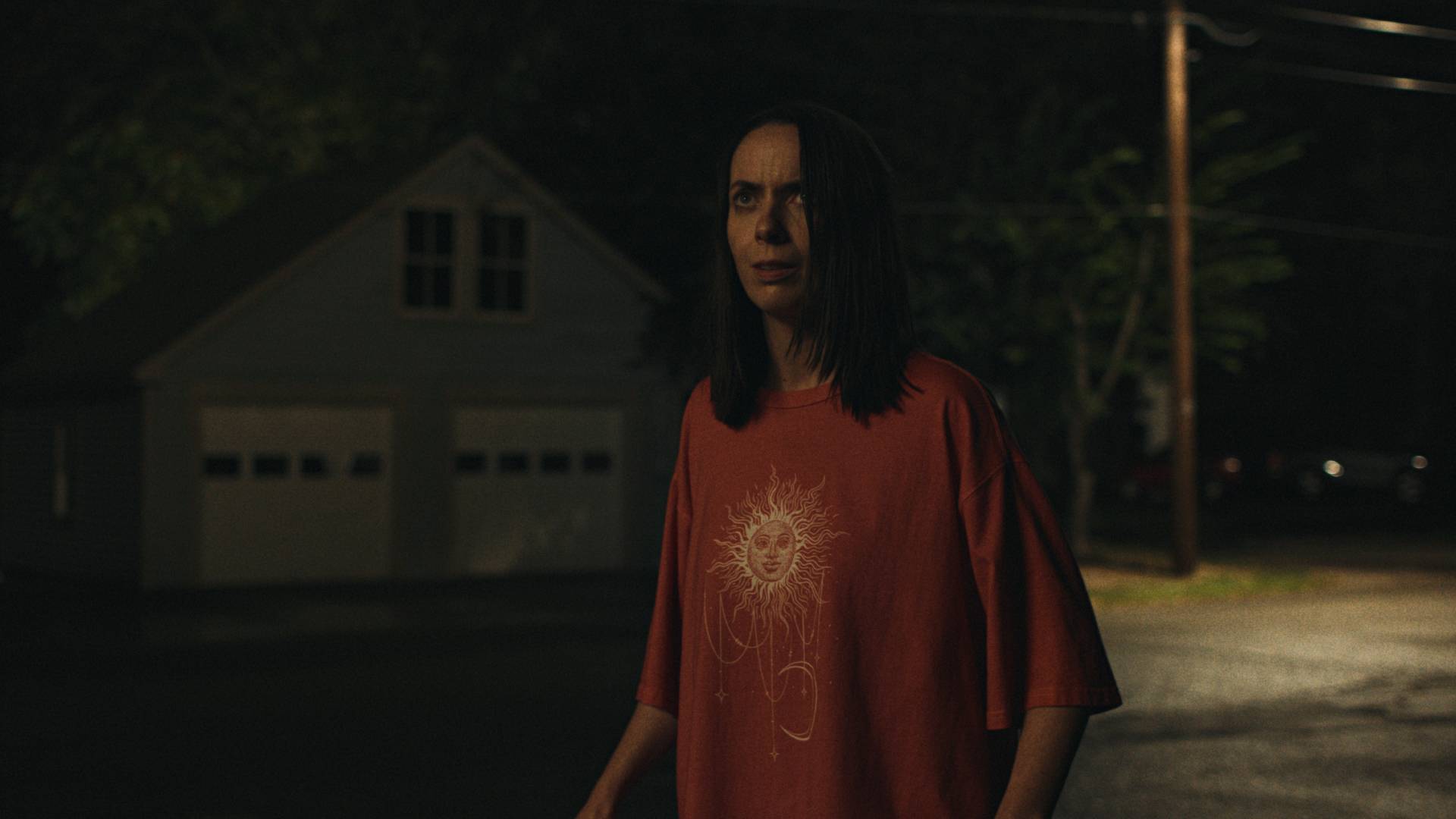 Patrica (Kate O'Flynn) being pursued by the Boogeyman in Widow's Bay