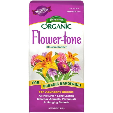 Espoma Organic Flower-Tone 3-4-5 Natural Plant Food for Flowers, Annuals, Perennials &amp;amp; Hanging Baskets, Blossom Booster, 4lb